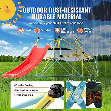 VEVOR Climbing Dome, for Kids 3 to 9 Years Old, 8FT Geometric Dome Climber with Slide,Jungle Gym