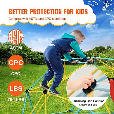 VEVOR Climbing Dome, for Kids 3 to 9 Years Old, 8FT Geometric Dome Climber with Slide,Jungle Gym