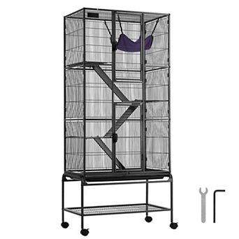 VEVOR 69" Rolling Ferret Cage, 4 tier Small Animal Cage with Ramps & Tray