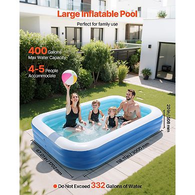 VEVOR Inflatable Pool, 118 x 67 x 20 inch Large Inflatable Swimming Pool,