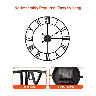 VEVOR Wall Clock, 24 in,Wall Clock Roman Numerals, Battery Operated Classic Decorative Round Clocks