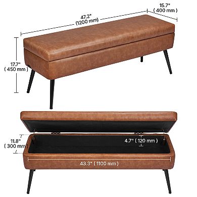 VEVOR PU Leather Storage Ottoman Bench with Metal Legs for Entryway or Bedroom