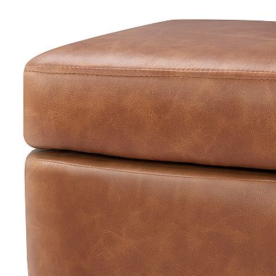 VEVOR PU Leather Storage Ottoman Bench with Metal Legs for Entryway or Bedroom