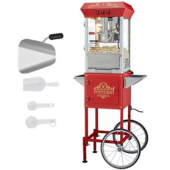VEVOR Popcorn Maker with Cart, 850W Popcorn Popper Machine, 8 Oz Kettle Makes 48 cup per Batch