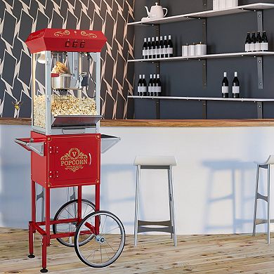 VEVOR Popcorn Maker with Cart, 850W Popcorn Popper Machine, 8 Oz Kettle Makes 48 Cups per Batch