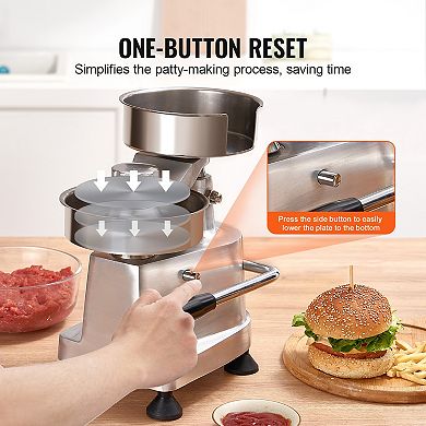 VEVOR Commercial Burger Patty Maker, Hamburger Beef Patty Maker with 3 Convertible Mold(4/5/6-inch)