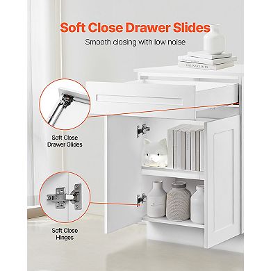 VEVOR White Shaker Base Cabinet with Drawer, 24-Inch Unassembled Drawer Base Cabinet