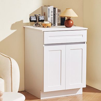 VEVOR White Shaker Base Cabinet with Drawer, 24-Inch Unassembled Drawer Base Cabinet