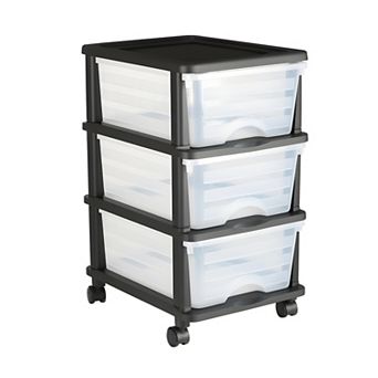 VEVOR Plastic Storage Drawers Cart, 3 Drawers Storage Organizer with Wheels