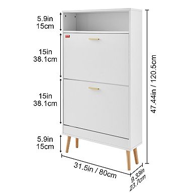 VEVOR Shoe Cabinet with 2 Flip Drawers, Entryway Shoe Storage Organizer for Heels, Boots, Slippers
