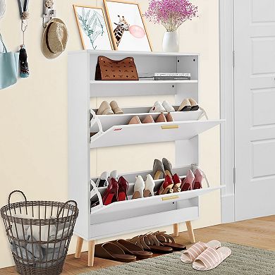 VEVOR Shoe Cabinet with 2 Flip Drawers, Entryway Shoe Storage Organizer for Heels, Boots, Slippers