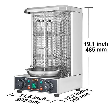 VEVOR Shawarma Grill Machine, 13 lb Vertical Rotisserie with Dual Burners for Doner Kebab