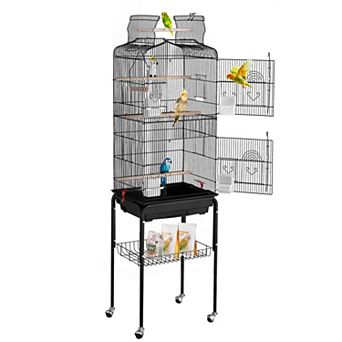 VEVOR 64" Open Top Bird Cage with Rolling Stand for Parakeets, Finches & Cockatiels