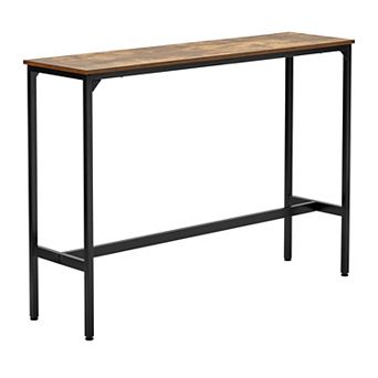 VEVOR Bar Table 55x15x39 in High Top Pub Table with Metal Frame, Rustic Brown Black