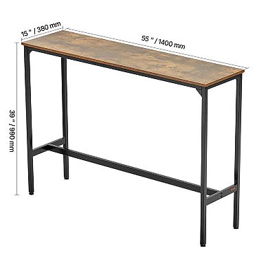 VEVOR Bar Table 55x15x39 in High Top Pub Table with Metal Frame, Rustic Brown Black