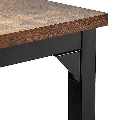 VEVOR Bar Table 55x15x39 in High Top Pub Table with Metal Frame, Rustic Brown Black