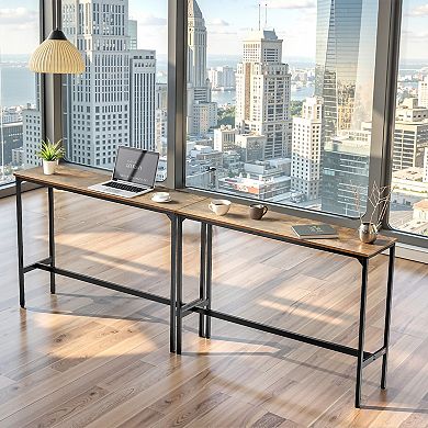 VEVOR Bar Table 55x15x39 in High Top Pub Table with Metal Frame, Rustic Brown Black