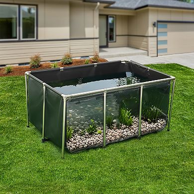 VEVOR Canvas Fish Pond, 270 Gal Above Ground Fish Pond, PVC Rectangular Goldfish Tank(Black)