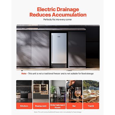 VEVOR Undercounter Built-in Ice Maker, 50 Lbs,Stainless Steel, for Commercial Home Kitchen