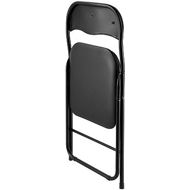 VEVOR 4 Pack Folding Chairs, Foldable Leather Chairs with Metal Frame & Padded Cushion,Black