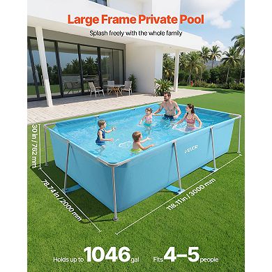 VEVOR Frame Above Ground Swimming Pool, 118 x 78 x 30 in Rectangular Steel Metal Frame