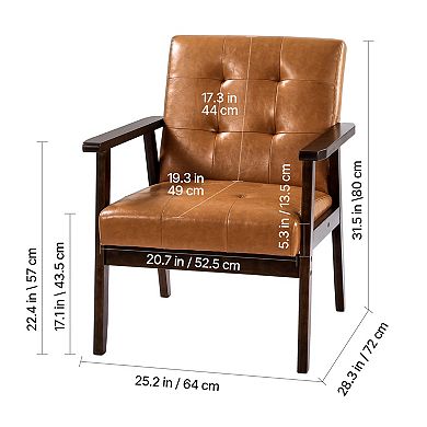 VEVOR Accent Chair, Mid Century Modern Armchair with Solid Wood Frame and Non-Slip Legs