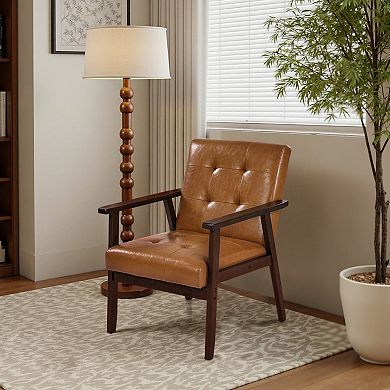 VEVOR Accent Chair, Mid Century Modern Armchair with Solid Wood Frame and Non-Slip Legs