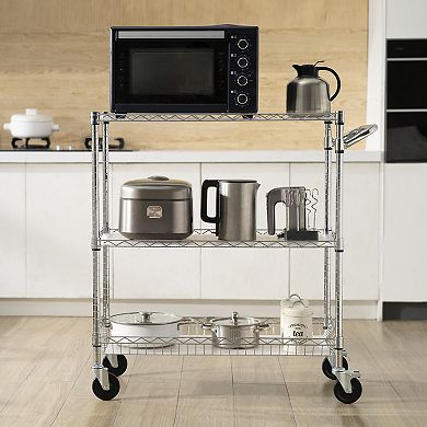 VEVOR Kitchen Utility Cart, 3 Tiers, Wire Rolling Cart with 661LBS Capacity