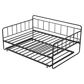 VEVOR Full Size Daybed Frame, Day Bed with Trundle, Heavy Duty Metal Platform Bed Frame