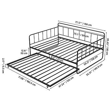 VEVOR Full Size Daybed Frame, Day Bed with Trundle, Heavy Duty Metal Platform Bed Frame