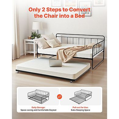 VEVOR Full Size Daybed Frame, Day Bed with Trundle, Heavy Duty Metal Platform Bed Frame