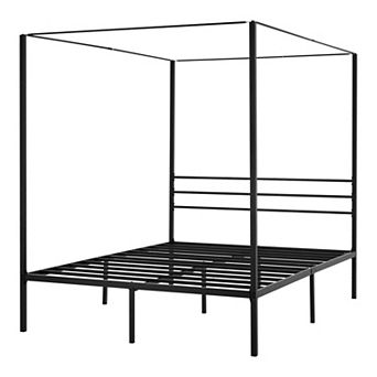 VEVOR Queen Size Canopy Bed Frame, Metal Canopy Bed with Four Posters Design