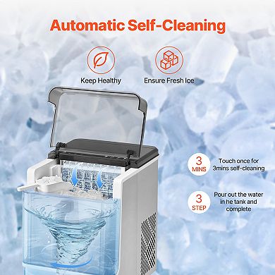 VEVOR Countertop Ice Maker, 32 Cubes Ready in 15 Mins, 46lbs in 24Hrs, with 2 Sizes Ice Cube