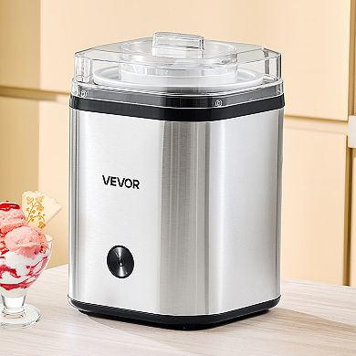 VEVOR Ice Cream Maker, 2.11 Qt. Large Capacity, Operation & Cleaning, Stainless Steel Shell, Silver
