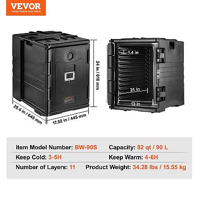 VEVOR Insulated Food Pan Carrier, 82 Qt Hot Box for Catering, Double ...