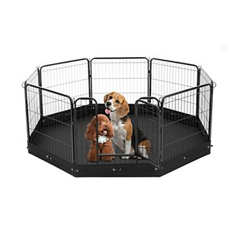 VEVOR Dog Playpen, 8 pc 24 x 24 in Panels Foldable Metal Pet Exercise Pen with Door