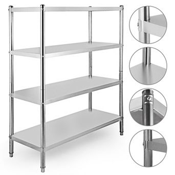 VEVOR Stainless Steel Shelving 46.8x18.5 Inch 4 tier Adjustable Shelf Storage Unit Stainless Steel