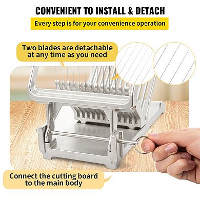VEVOR Cheese Cutter With Wire 1 cm & 2 cm Cheeser Butter Blade Replaceable Cheese Slicer Wire