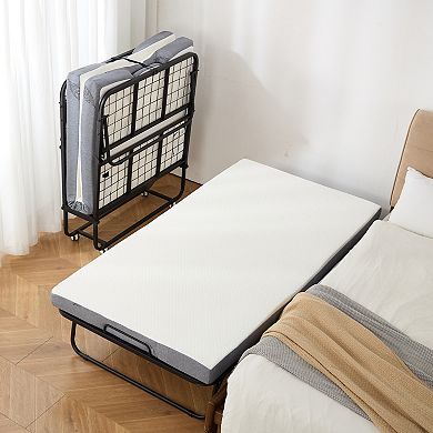 VEVOR Rollaway Bed, 38 in x 75 in Folding Bed with 4 in Mattress, Twin Size Foldable Bed