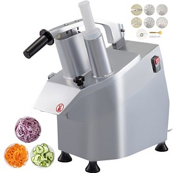 VEVOR 110V Commercial Food Processor 2 Feeding Holes, 550W Electric Vegetable Slicer, Stainless