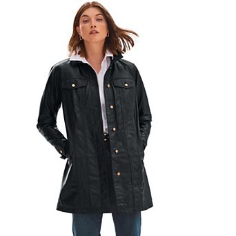 Jessica London Women's Plus Size Long Leather Jacket