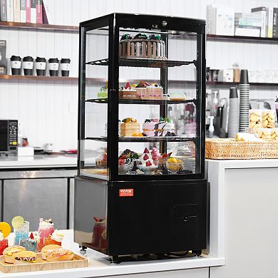 VEVOR Refrigerated Display Case, 3 Cu.Ft./85L Countertop Pastry Display , 3-Tier with LED Lighting