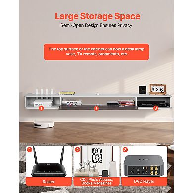 VEVOR Floating TV Stand, 70 in Wall Mount Entertainment Center with Cable Hole