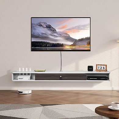 VEVOR Floating TV Stand, 70 in Wall Mount Entertainment Center with Cable Hole