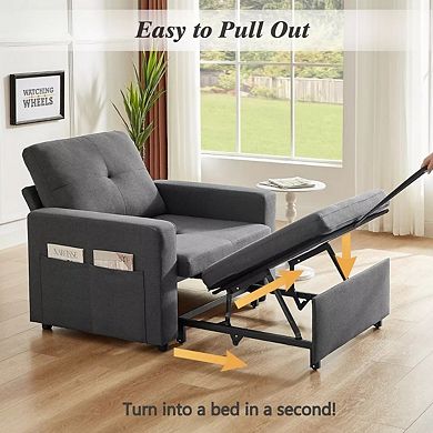 Opoiar 3-in-1 Convertible Sleeper Chair with Pull-Out Bed
