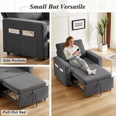 Opoiar 3-in-1 Convertible Sleeper Chair with Pull-Out Bed