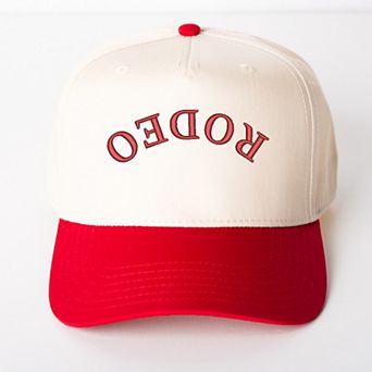 3D Puff Embroidered Rodeo Upside Down Arch - Women's Canvas Trucker Hat