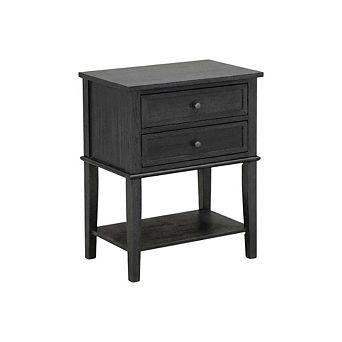 Nightstand, 2 Wood Drawers, Sturdy Construction for Bedroom Storage