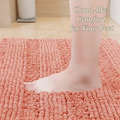 Striped Bathroom Rug Set Ultra Soft Non Slip and Absorbent