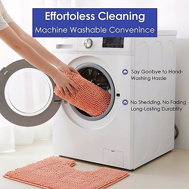 Striped Bathroom Rug Set Ultra Soft Non Slip and Absorbent